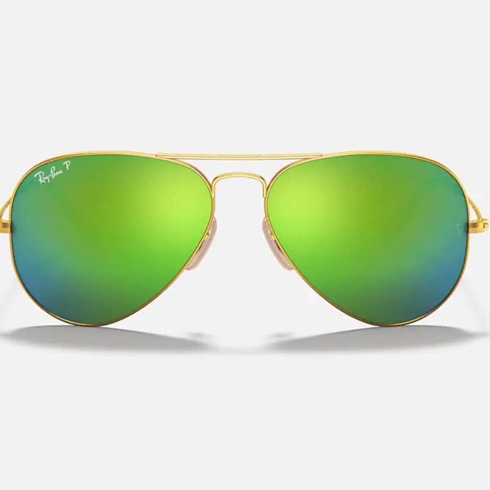 Ray-Ban Aviator Flash Lenses Mirrored Sunglasses in Green Flash
